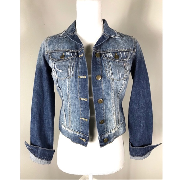 Jessica Simpson Jackets & Blazers - Jessica Simpson Denim Jacket XS Boho Distressed